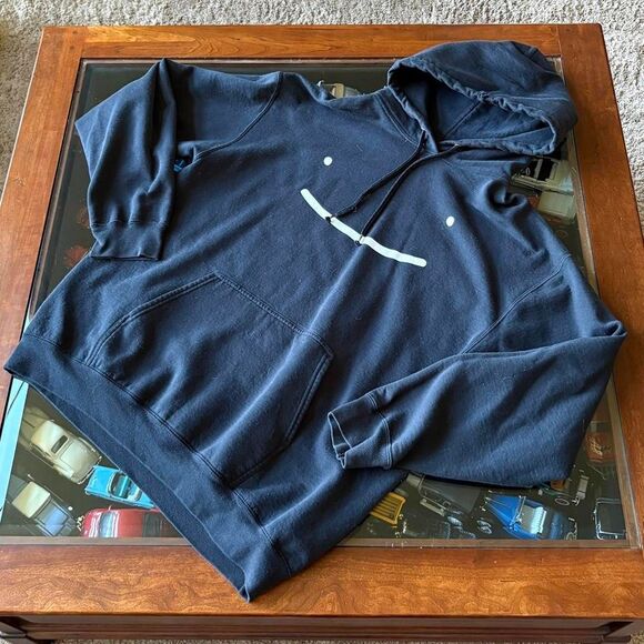 Cute Smile Hoodie Black White DreamBranding Silly Smiley Face - Picture 4 of 5